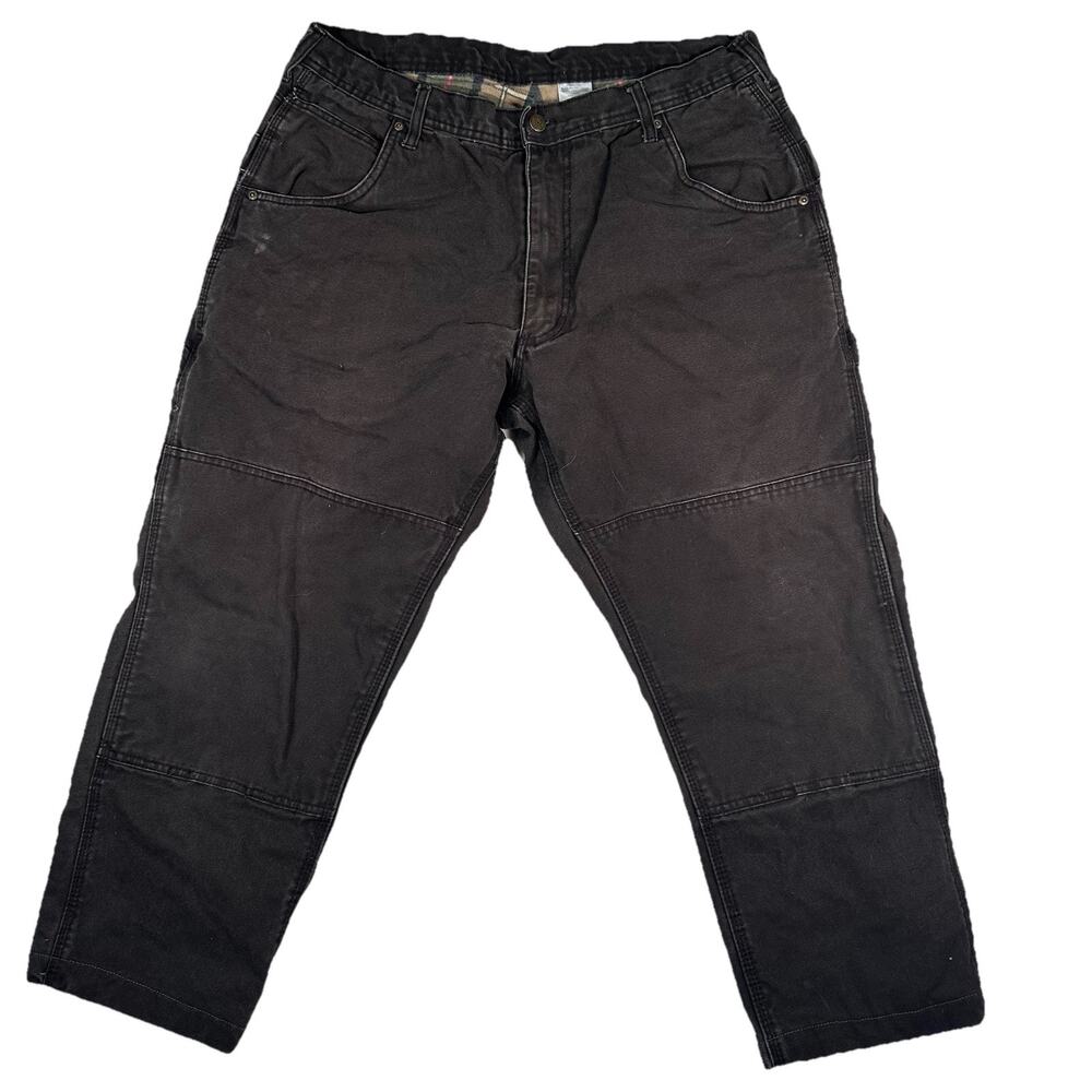 Lakin McKey Pants Men's Size 38x30 Black Double Knee Duck Canvas Straight Leg